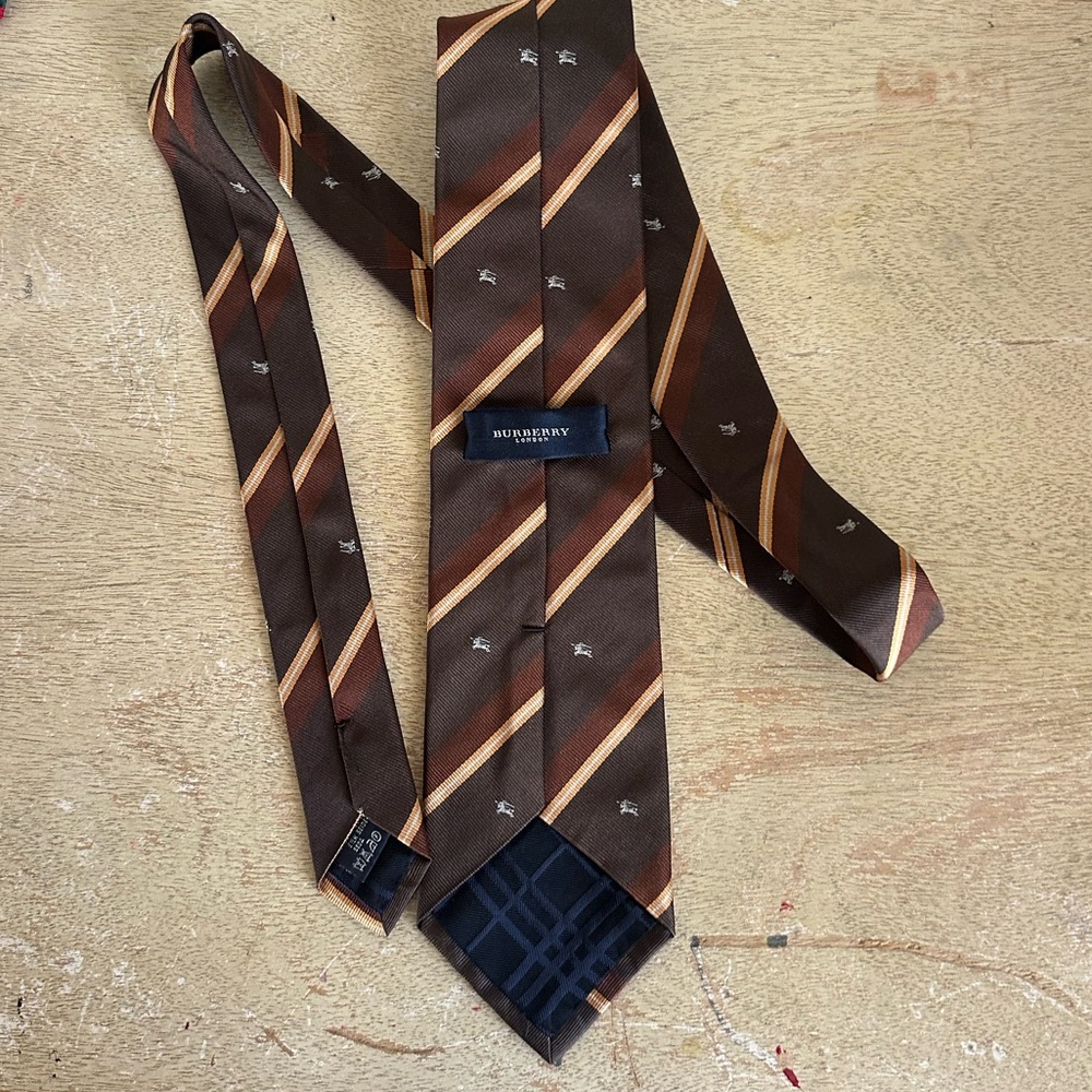 Burberry Brown Silk Tie - Picture 7 of 12